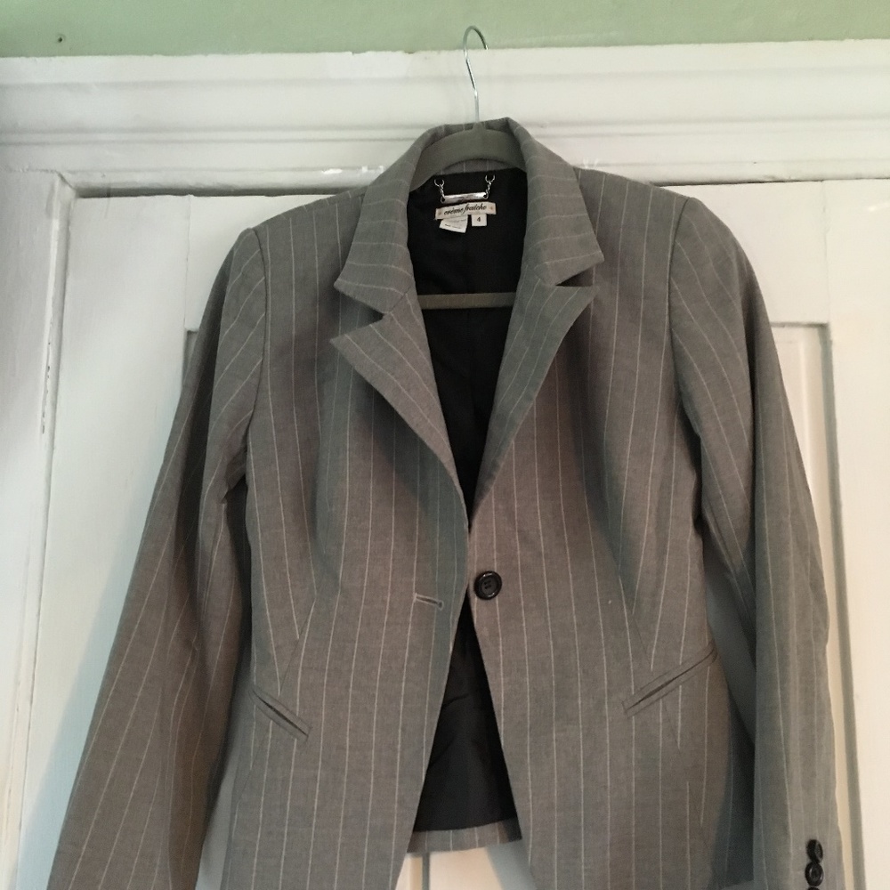 Creme Fraiche Size 4 Pin Striped Blazer